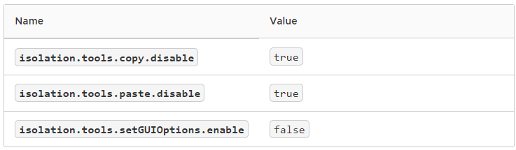 VM advanced copy paste settings